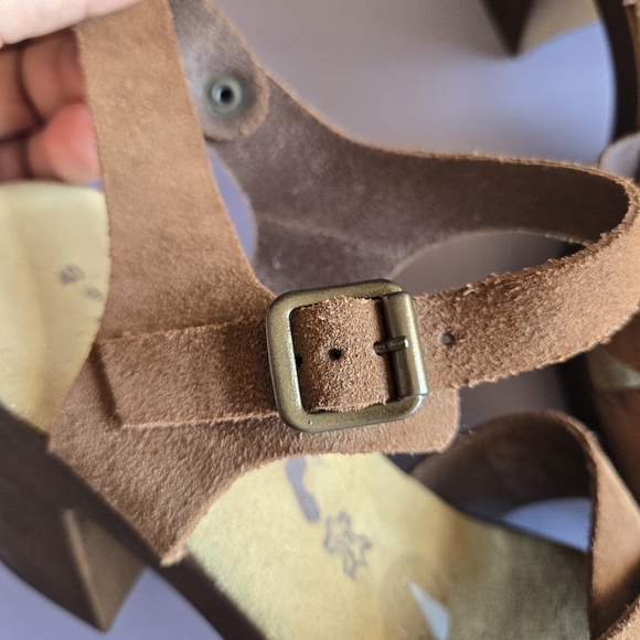 BioNatura Suede Platform Sandals Women's 9 Retro 70s Boho Hippie Eclectic Comfy - Picture 9 of 11